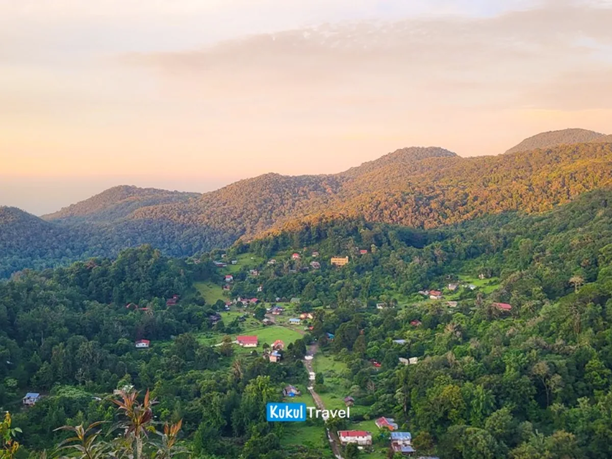 Vista panorámica desde el Mirador del Cerro de la Campana hacia el valle y bosque de la parte alta de la Reserva de la Biosfera "El Cielo"